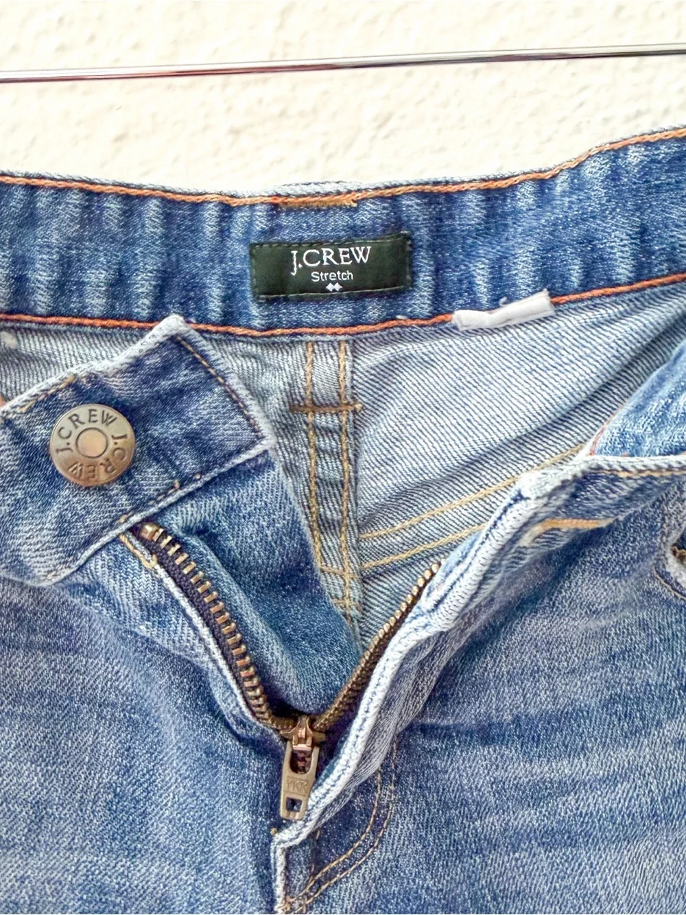 J.Crew 5" High-Rise Light Wash Rolled Cuff Distressed Denim Shorts - Picture 6 of 10